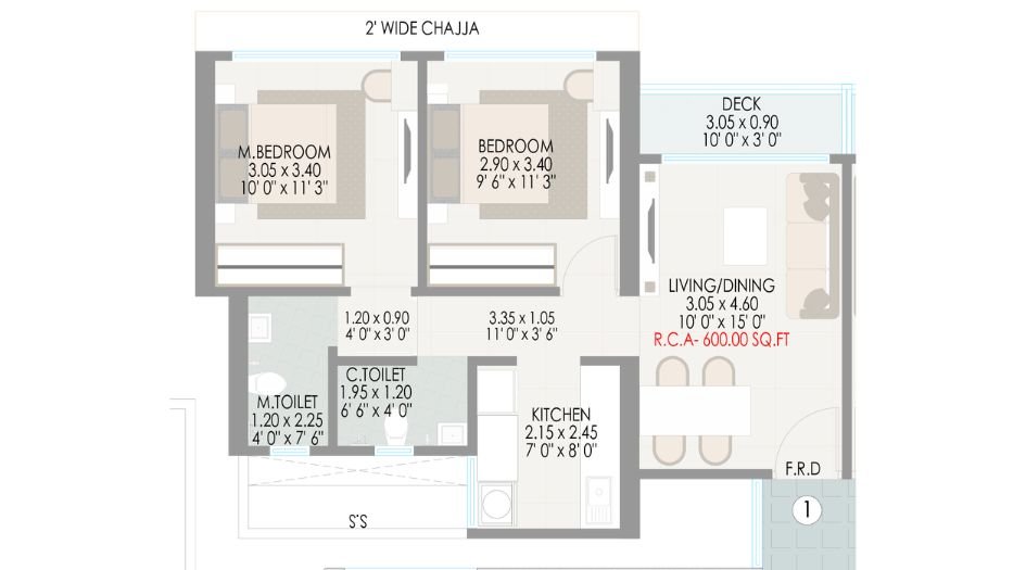 DGS-Shivshakti-Floor-Plan-2 BHK-600 Sqft